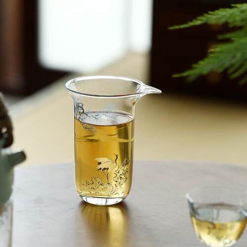 青松瑞鹤耐热玻璃公道杯高档匀杯滤茶器透明加厚分茶器茶具零配件
