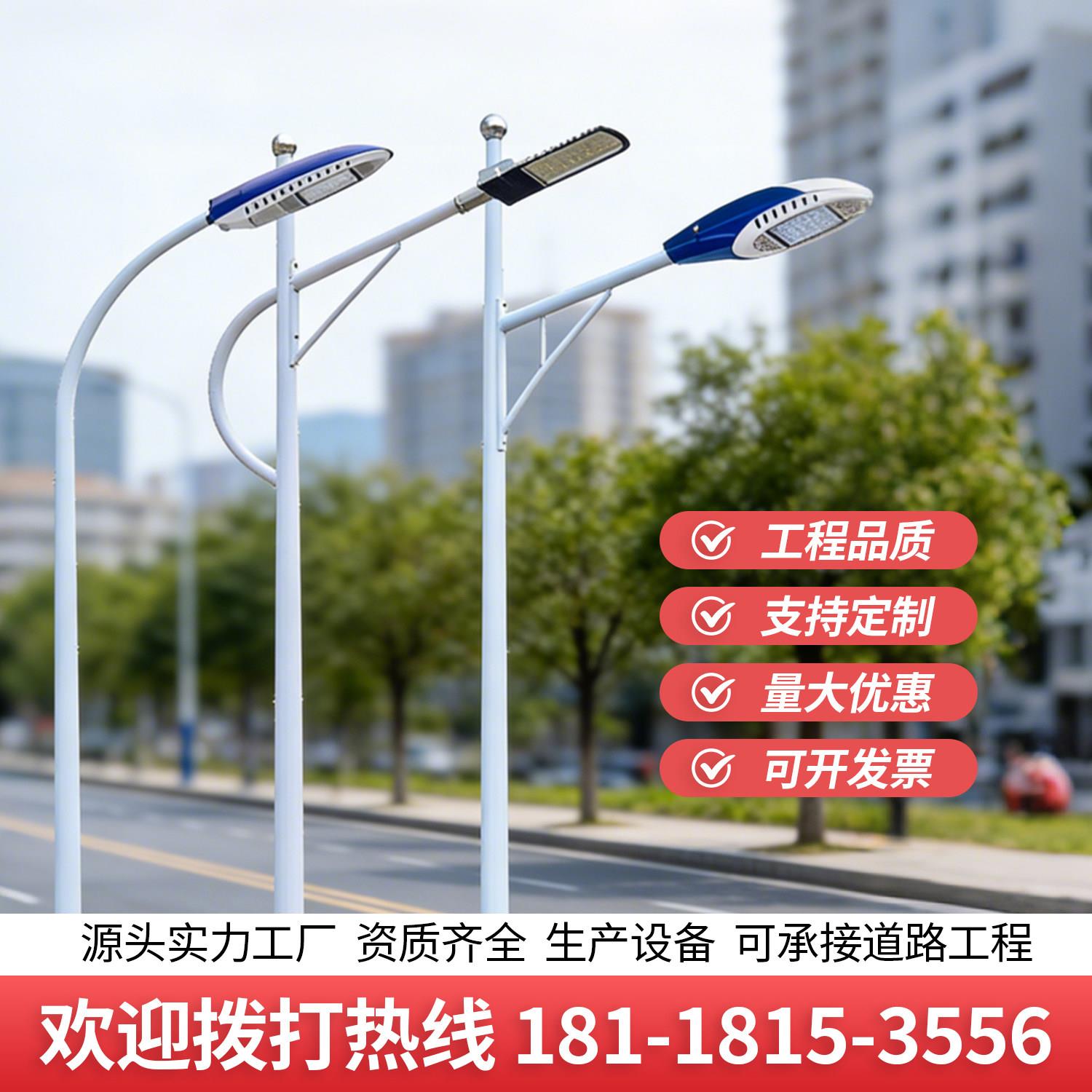 LED市电路灯6米户外防水市政道路照明高杆灯新农村单臂双臂路灯杆