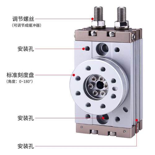 摆动旋转气缸HRQ气动90度180度MSQB-23710A20A30A50A转角油压缓冲