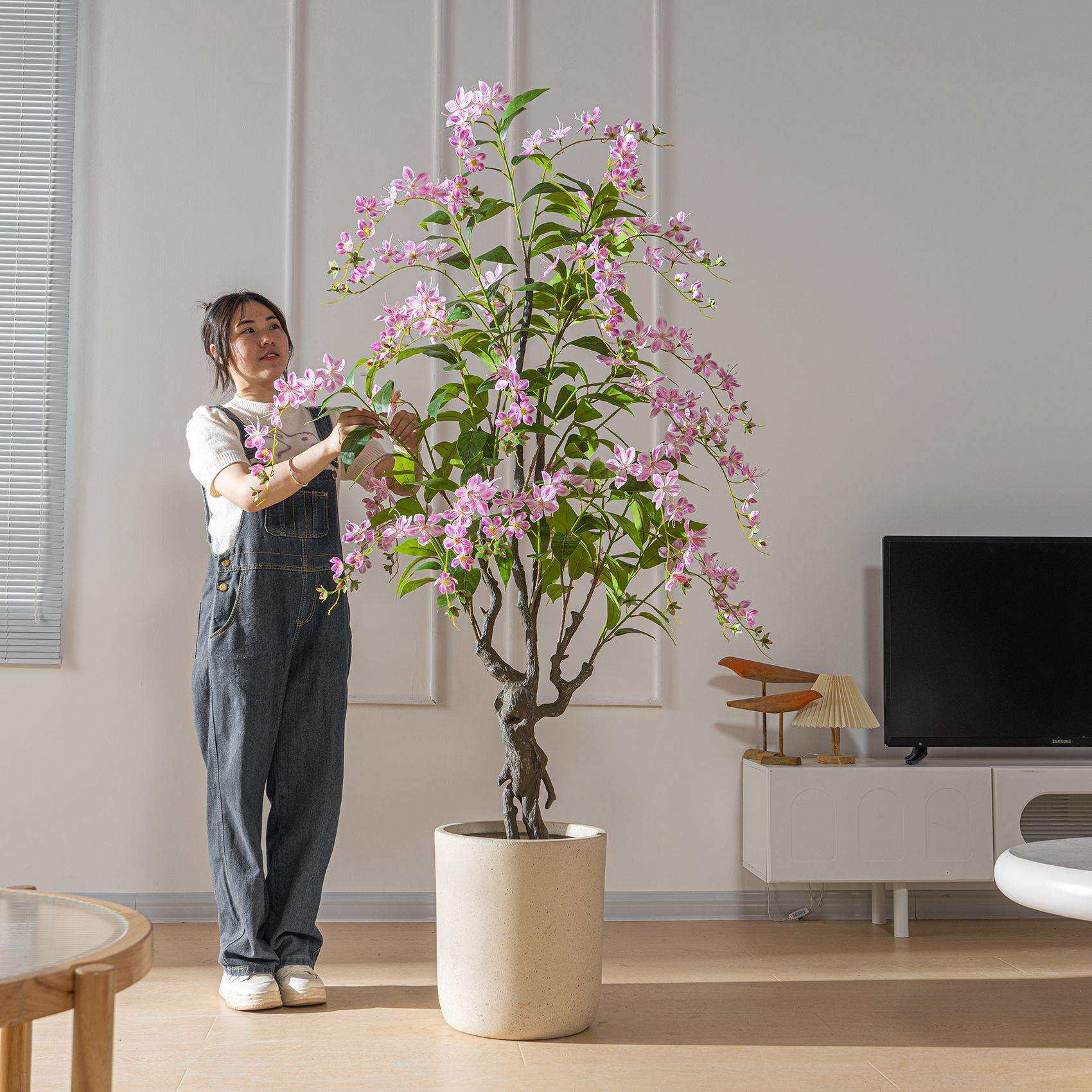 仿真植物垂丝茉莉花假树摆件高端仿生绿植室内民宿橱窗造景装饰