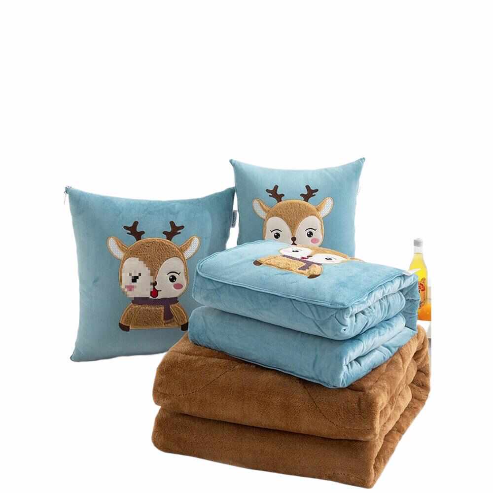 加厚抱枕被子两用毛毯汽车靠垫枕头被办公室沙发空调被保暖双面冬