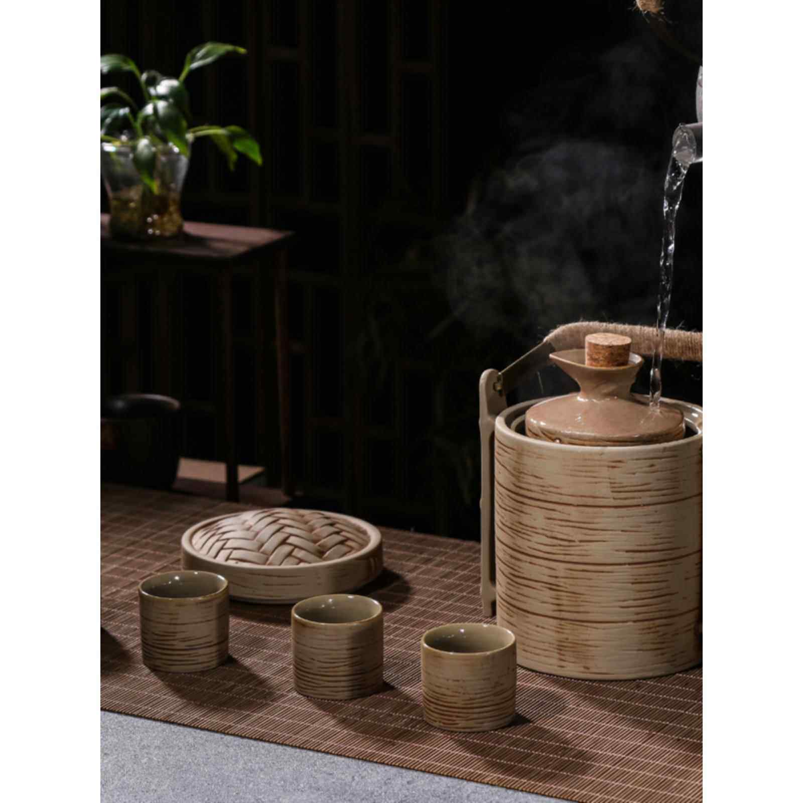 老式白酒清酒集陶瓷古董热酒壶米酒煲暖酒壶家用热酒壶