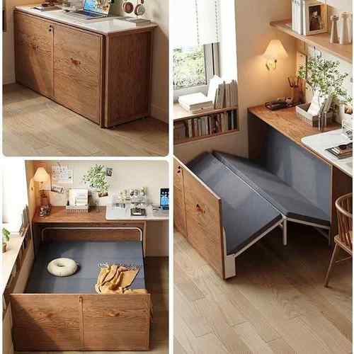 多BTY功能可折叠户床书房午叠休办公室书桌伸缩隐形折小型衣柜一