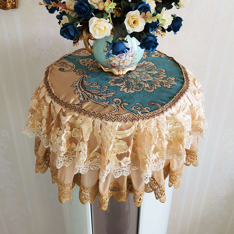 蚕贵人多用巾圆柱立式空调盖巾顶罩防尘罩圆形盖布圆几圆餐桌布