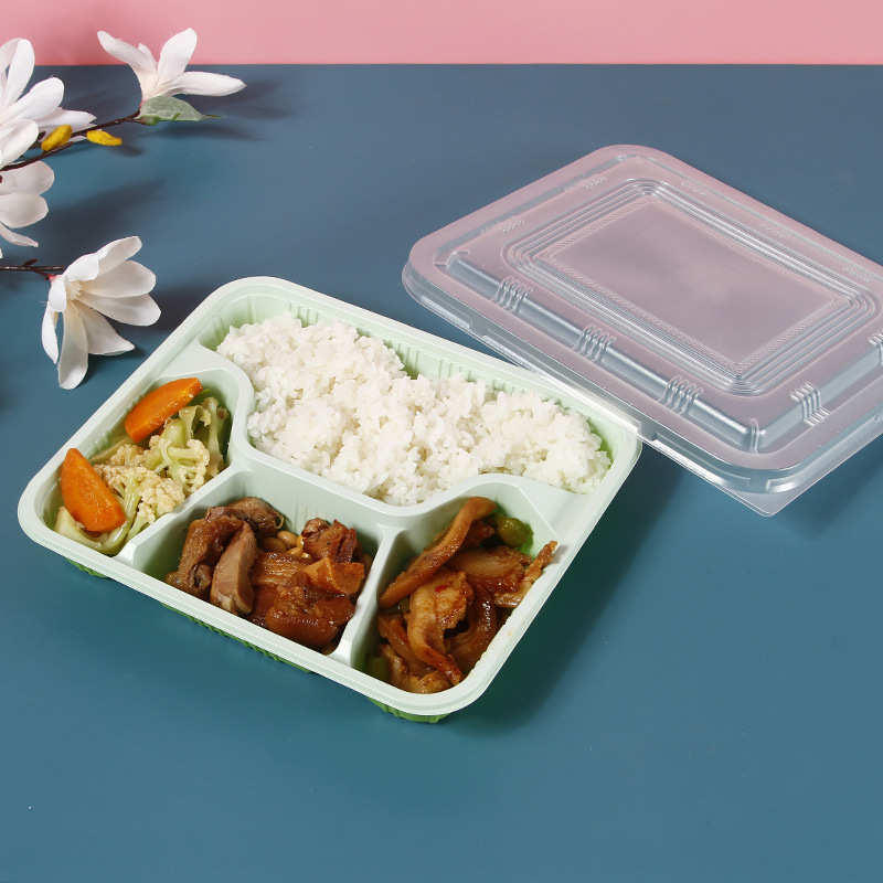 现货一次性饭盒方形塑料多格食品级加厚有盖外卖密封便当打包饭盒