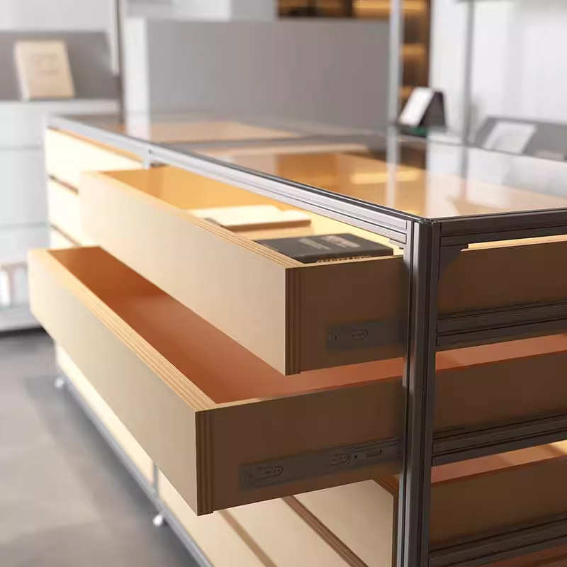 桦木海洋板铝型材收纳多层货柜陈列柜店铺设计师中岛展示台饰品柜