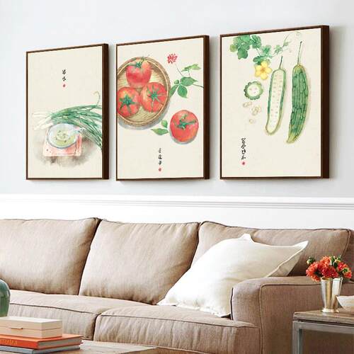 定做蔬菜瓜果餐厅装饰画现代简约厨房画饭厅新中式艺术壁画农家乐