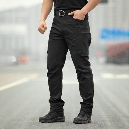 Men color tactical cargo pants multiple zippered pockets
