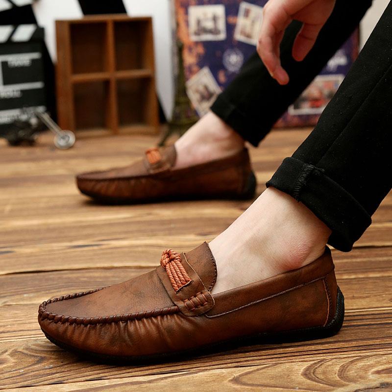 高档春秋季男士豆豆鞋潮男英伦韩版搭百透气懒0人休闲流224年新款