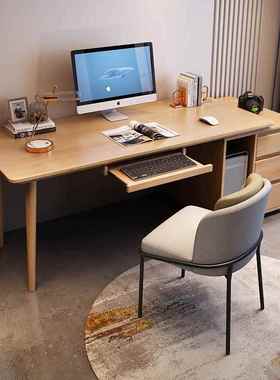 北欧木书13975桌约现简代式电脑桌台办公一体桌家用卧室实学生写