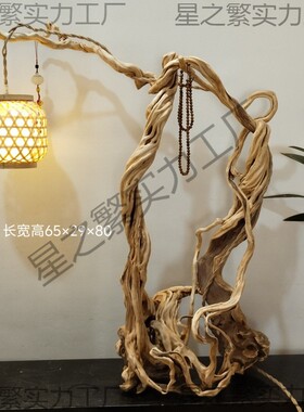 风化枯木摆件# 杜鹃根艺灯# 蝈蝈鸟笼挂架树根雕玄关客厅软装饰品
