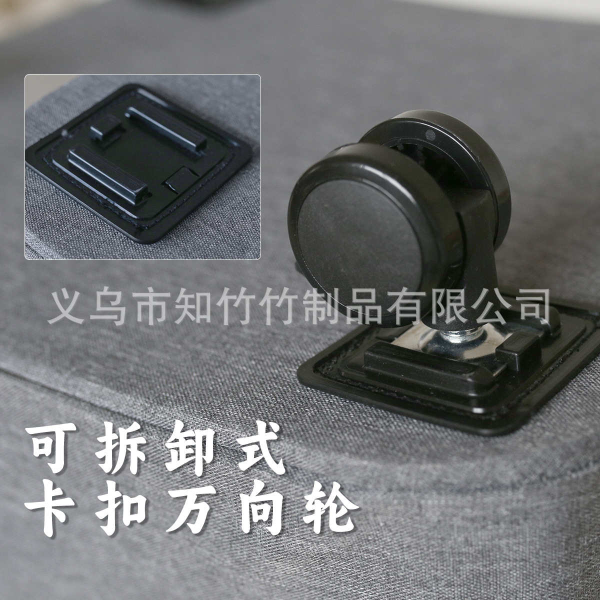 脏衣篮带轮子脏衣篓脏衣服收纳筐楠竹布艺简约折叠可拆卡扣轮