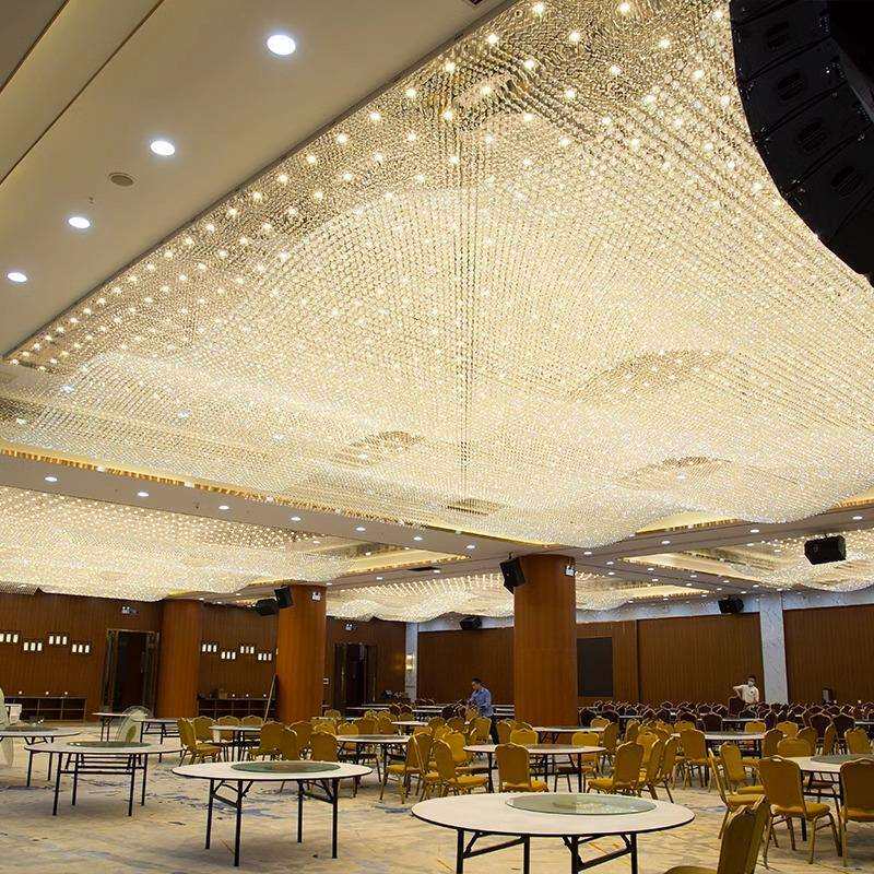 酒店大堂吊灯大型工程宴会厅售楼部沙盘波浪水晶灯商场珠宝店前台