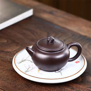 宜兴原矿老紫泥手制礼品紫砂茶壶茶具批发 纳福水平