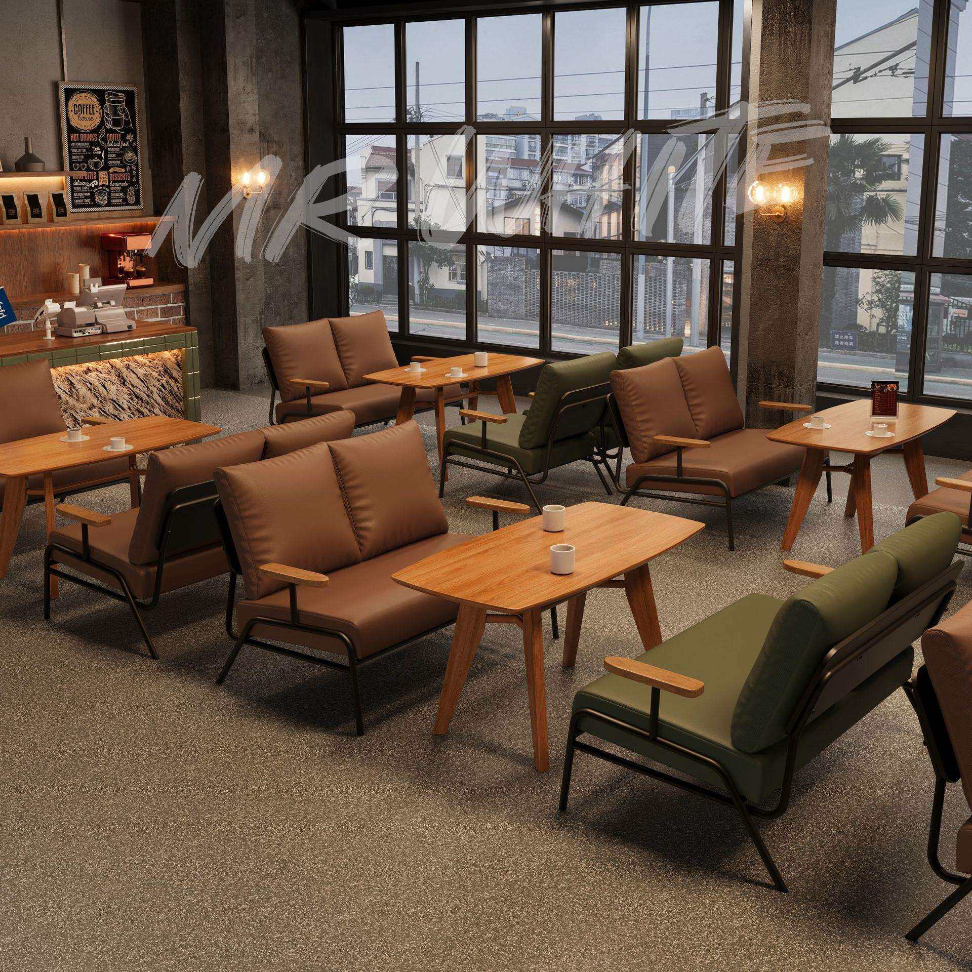 防水皮酒吧沙发咖啡厅桌椅组合奶茶店洽谈成套商用休闲区酒馆卡座