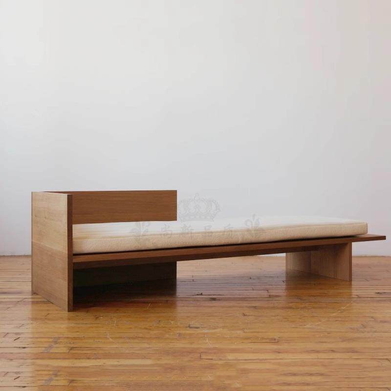 现代简约实木沙发椅原木风民宿公寓多人位沙发家用懒人客厅贵妃椅