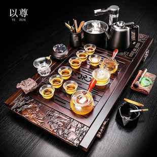 以茶具套组黑檀实木YZCJ0026茶盘家功夫办公会客尊全用自动烧水茶