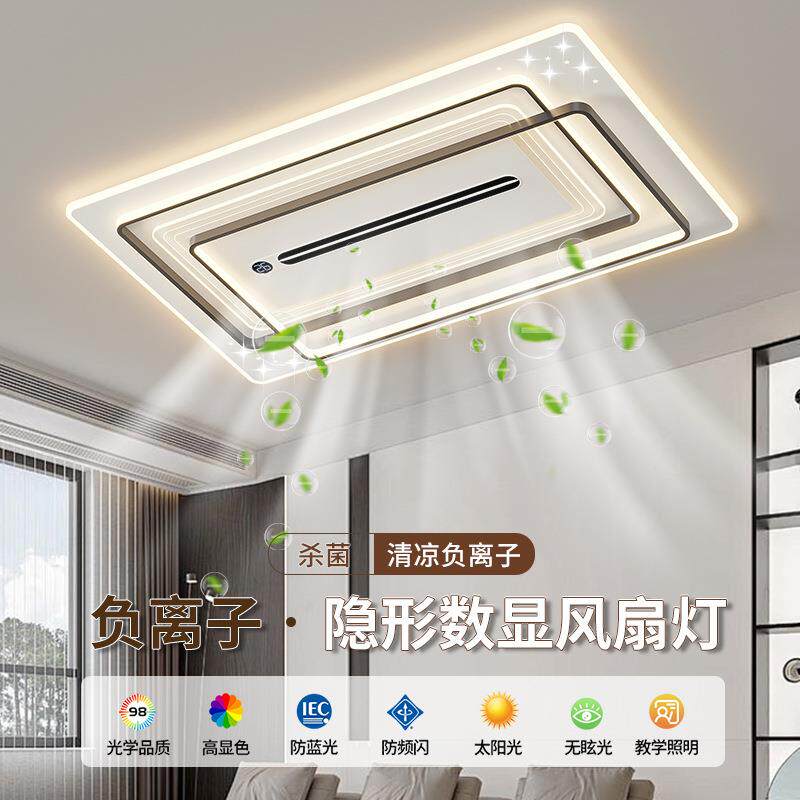 2025新款负离子显示无叶风扇灯客厅卧室餐厅现代简约空气进化吸顶