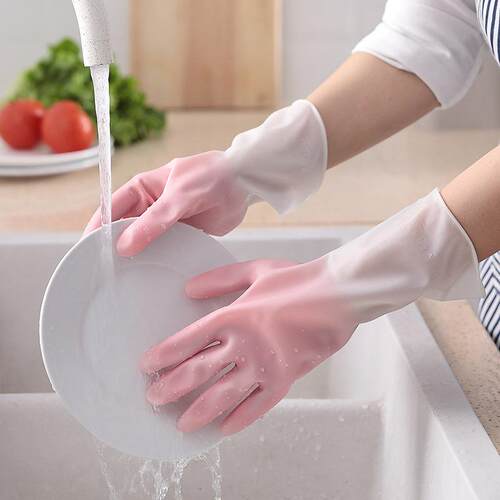New Four-Season Dishwashing Gloves for Women - Thick, Waterp