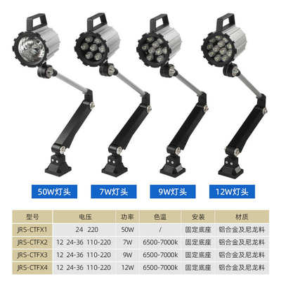 24v36v110v台灯镗床灯220v方形铣床灯长臂工作长臂万向led机床led