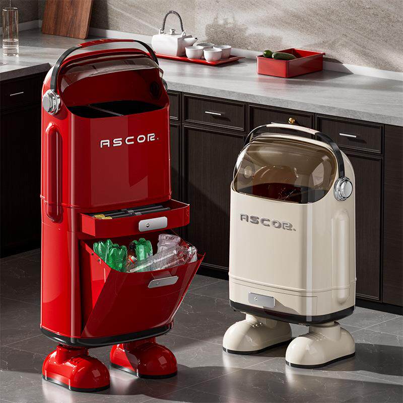 厨房分类垃圾桶带盖家用高级感厨余干湿分离大号大容量高颜值带轮