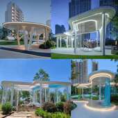 不钢制定户外大型锈观钢结构院凉亭623小区公园庭创景意异形长廊