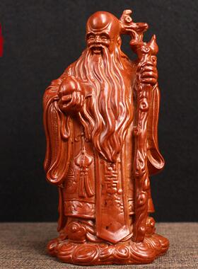 桃木老寿星摆件镇宅客厅老人过寿送礼品南极仙翁实木雕神像工艺礼