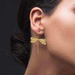 Dragonfly Earrings Simple Drop Long Ladies Stereo Trend