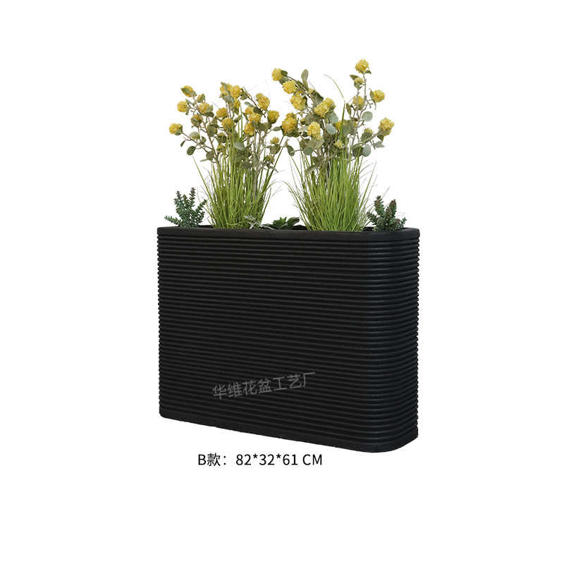 玻璃钢厂家箱圆户外绿花盆植水泥条纹边花花瓶定制盆栽落地摆件
