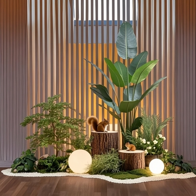 仿真绿植室内楼梯下造景空间转角盆栽假树仿真树景观植物造景装饰