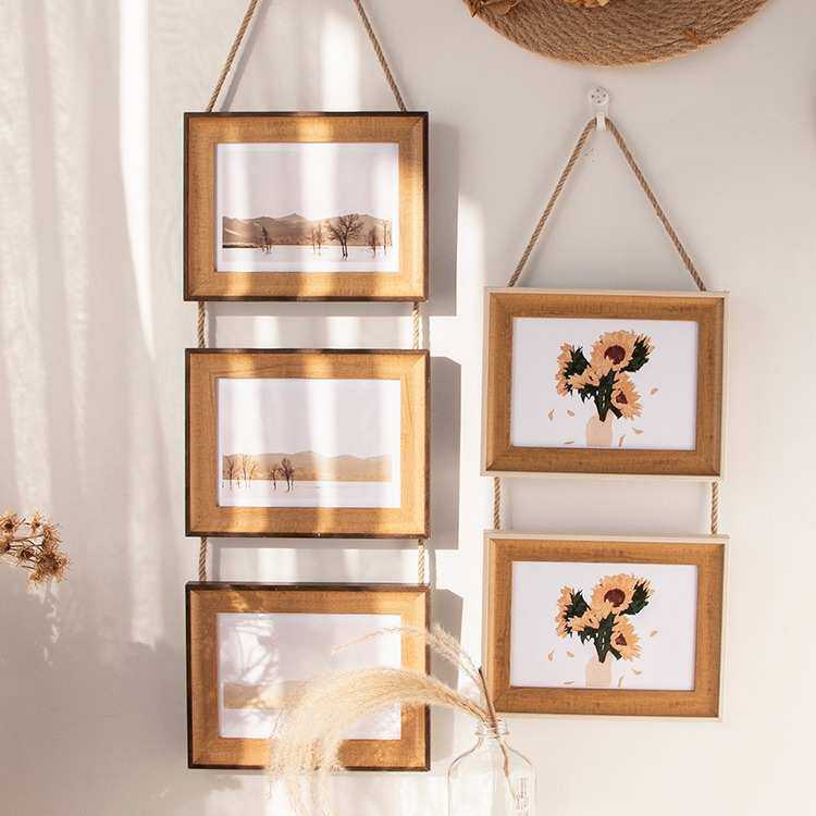 相框创意复古麻绳挂式三联框6寸a4儿童照片墙装饰连体组合挂墙框,家居饰品,相框/画框,淘宝优惠券,粉丝福利购,淘宝优惠卷