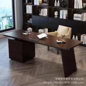 意式 书桌轻奢现代极简客厅大长书房双人带抽屉老板高端电脑办公桌