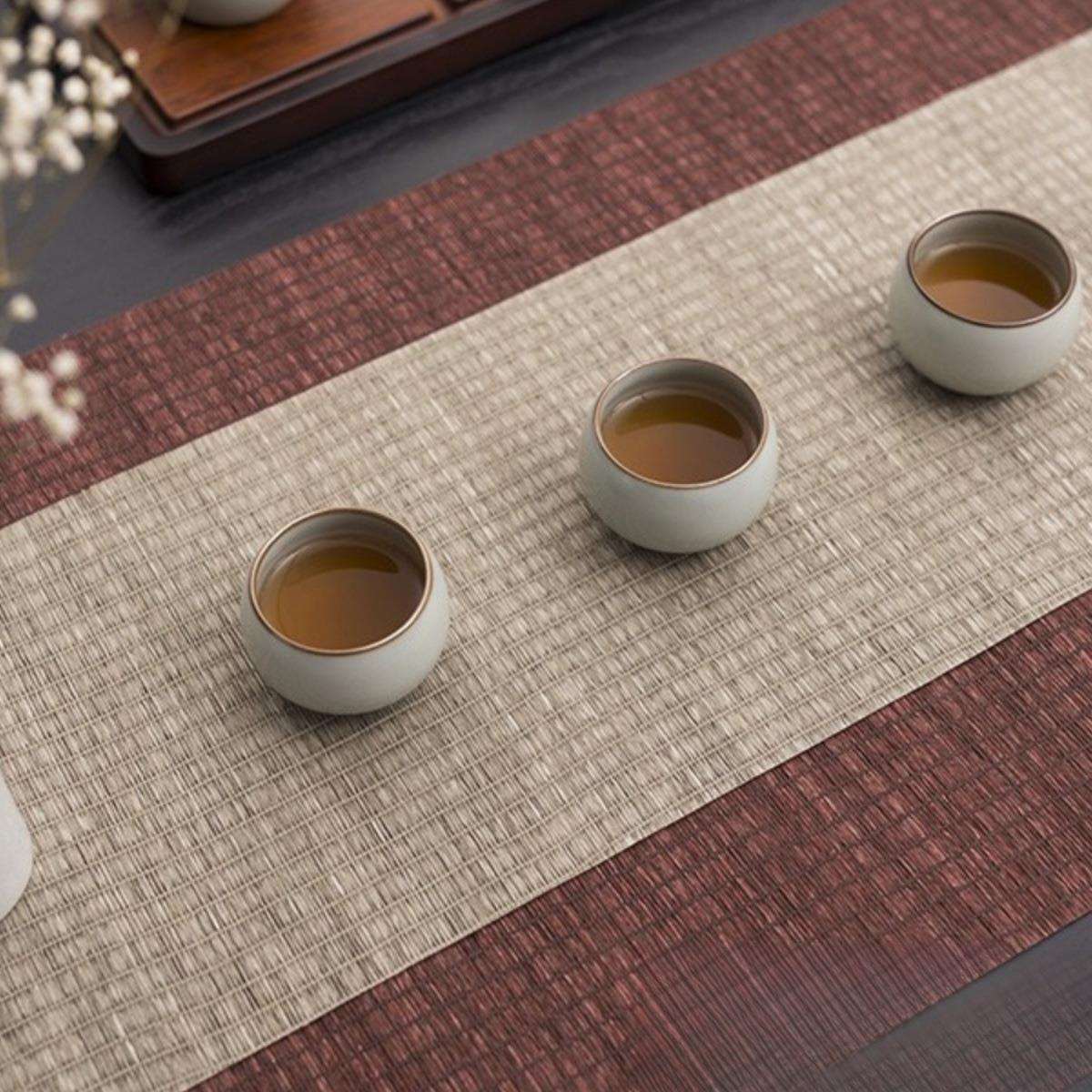草编防水茶席新中式禅意桌旗竹席茶道茶旗茶垫日式茶桌垫套装