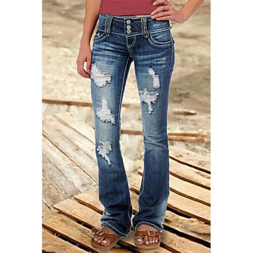 2025 New Low Waist Vintage Ripped Button Jeans