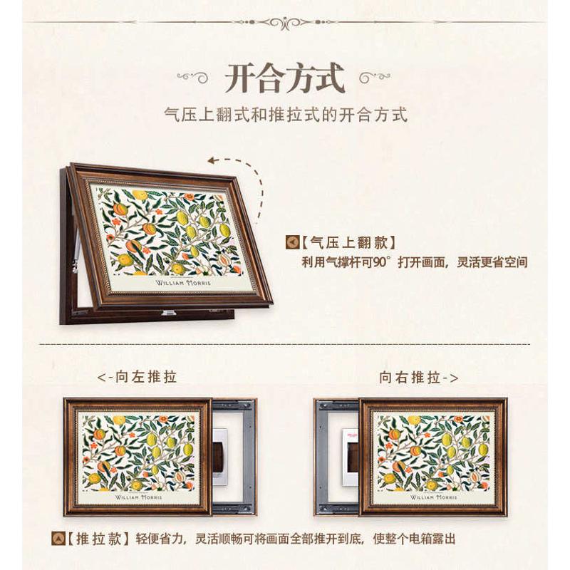 法式复古电表箱装饰画免打孔空开电闸遮挡盒美式餐厅配电箱装饰画