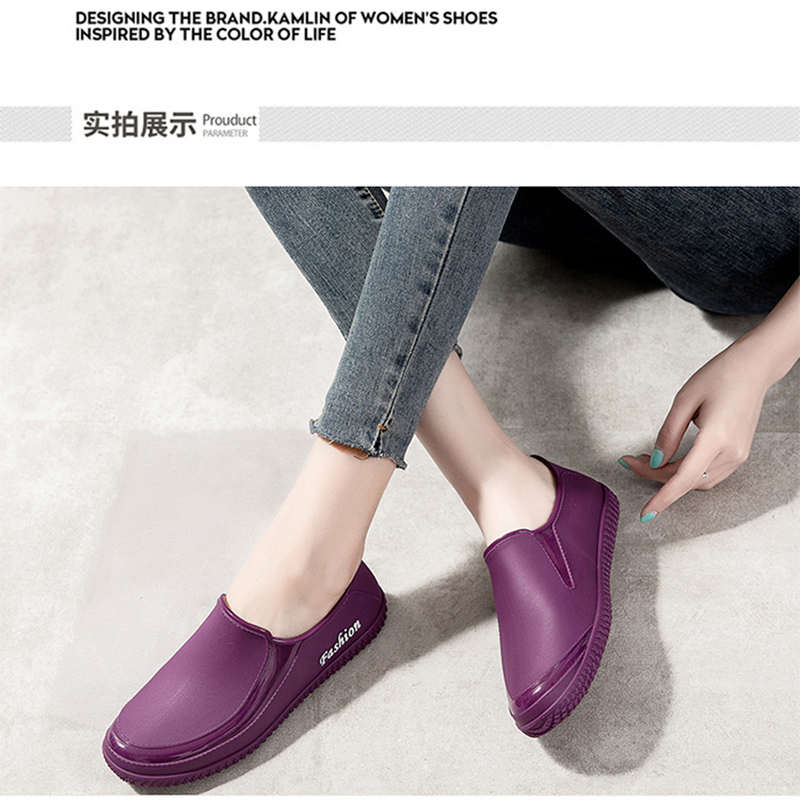 雨鞋春秋时尚浅口女防水防滑平底雨靴女四季耐磨洗车厨房工作胶鞋