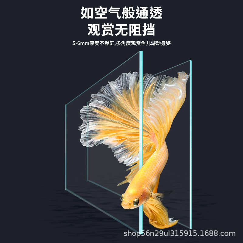 客厅鱼缸新款侧滤桌面家庭小型超白玻璃自循环生态懒人水族箱金鱼