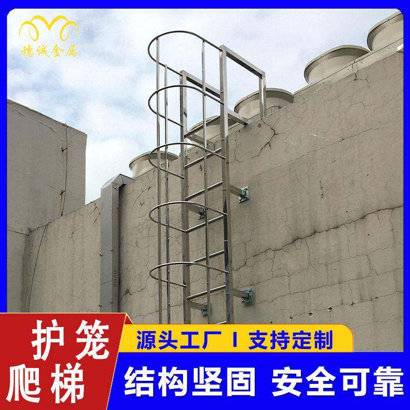 源头工厂不锈钢护笼爬梯工地桥梁标准化图集垂直护栏爬梯深井爬梯