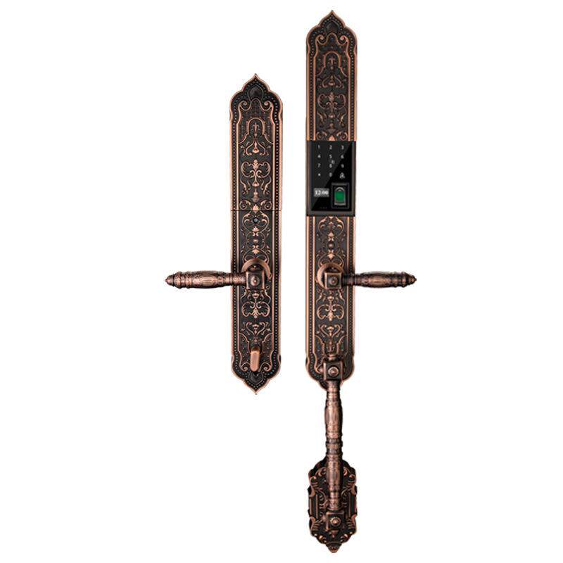 高端别墅双开门电子锁欧式复古大门锁智能锁指纹密码锁