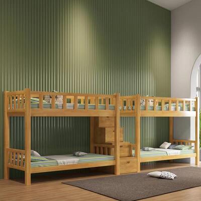 工宿程实木M-8802床1.2米下同宽木质低床0.9学校舍双层儿童子高母