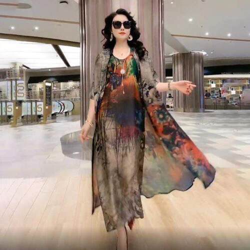 Imitation Blended Dress Two Size Set Printed Skirt