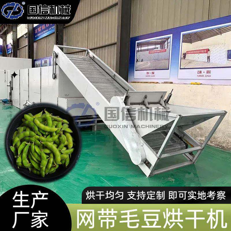 连续新鲜毛豆黄豆烘干机豇豆四季豆蔬菜烘干设备网带毛豆烘干机