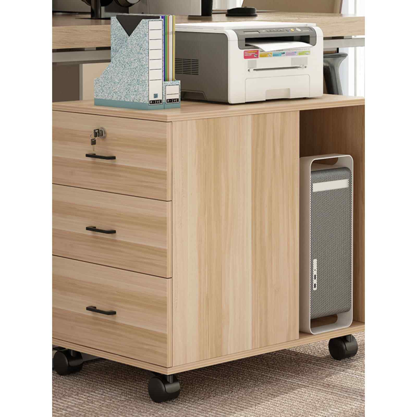 my打印机柜活动电脑主机柜床边收纳柜带滑轮文件柜储物茶水桌边柜