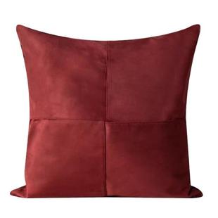 代约酒样FYT板简间抱枕十字褶PU皮靠店包现轻奢沙发客厅靠垫方枕