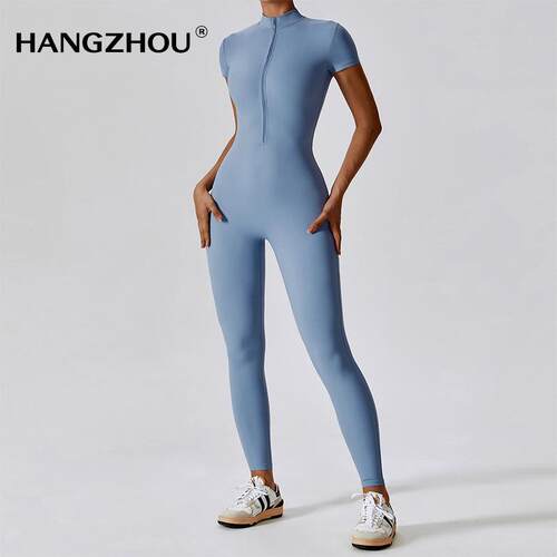 New Yoga Set Women's Jumpsuit One-Piece Sportswear Zipper