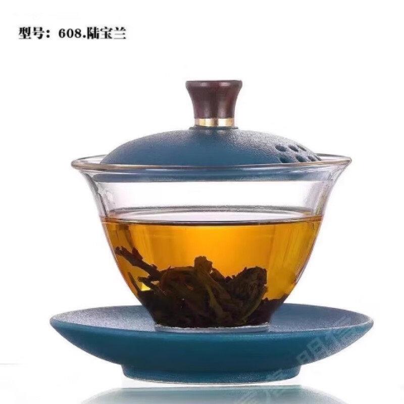 防烫玻璃盖碗高硼硅茶具泡茶茶杯带盖防爆功夫绿茶泡茶器三才茶碗