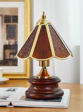 正品欧法式花台灯Muran复古琉卧璃室床头灯客厅北装饰乡村朵小台