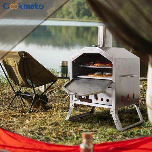 新款户外庭院不锈钢意式披萨炉pizz烤架木炭柴火窑炉焖烤烤肉炉