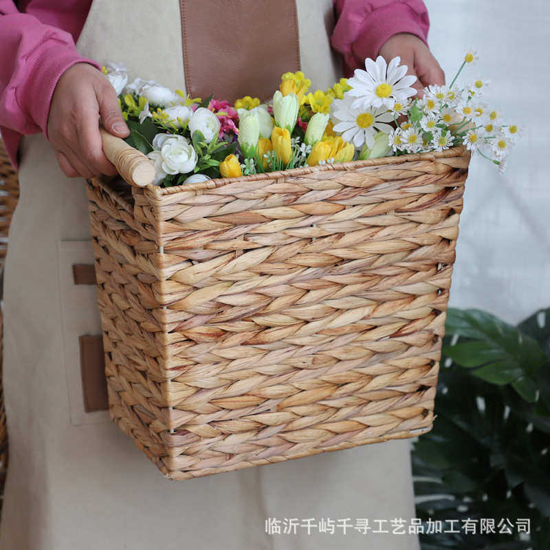 手工编织收纳筐整理箱草编桌面收纳盒储物箱子葫芦草收纳篮
