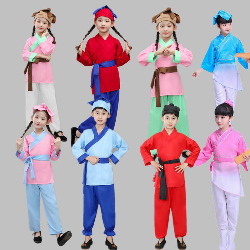 儿童古装汉服摄影服孔融让梨孟母三迁守株待兔表演服才子演出服